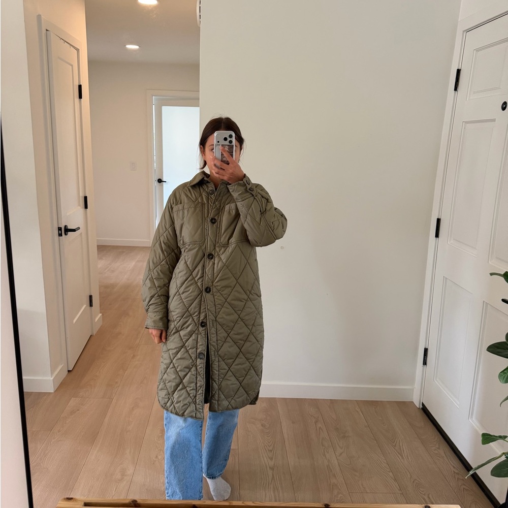 H&M Quilted Olive Green Long Coat